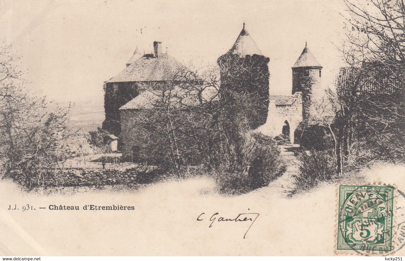 Suisse - Châteaux - Estrembières - Le Château  - Circulée 16/03/1900 - Au