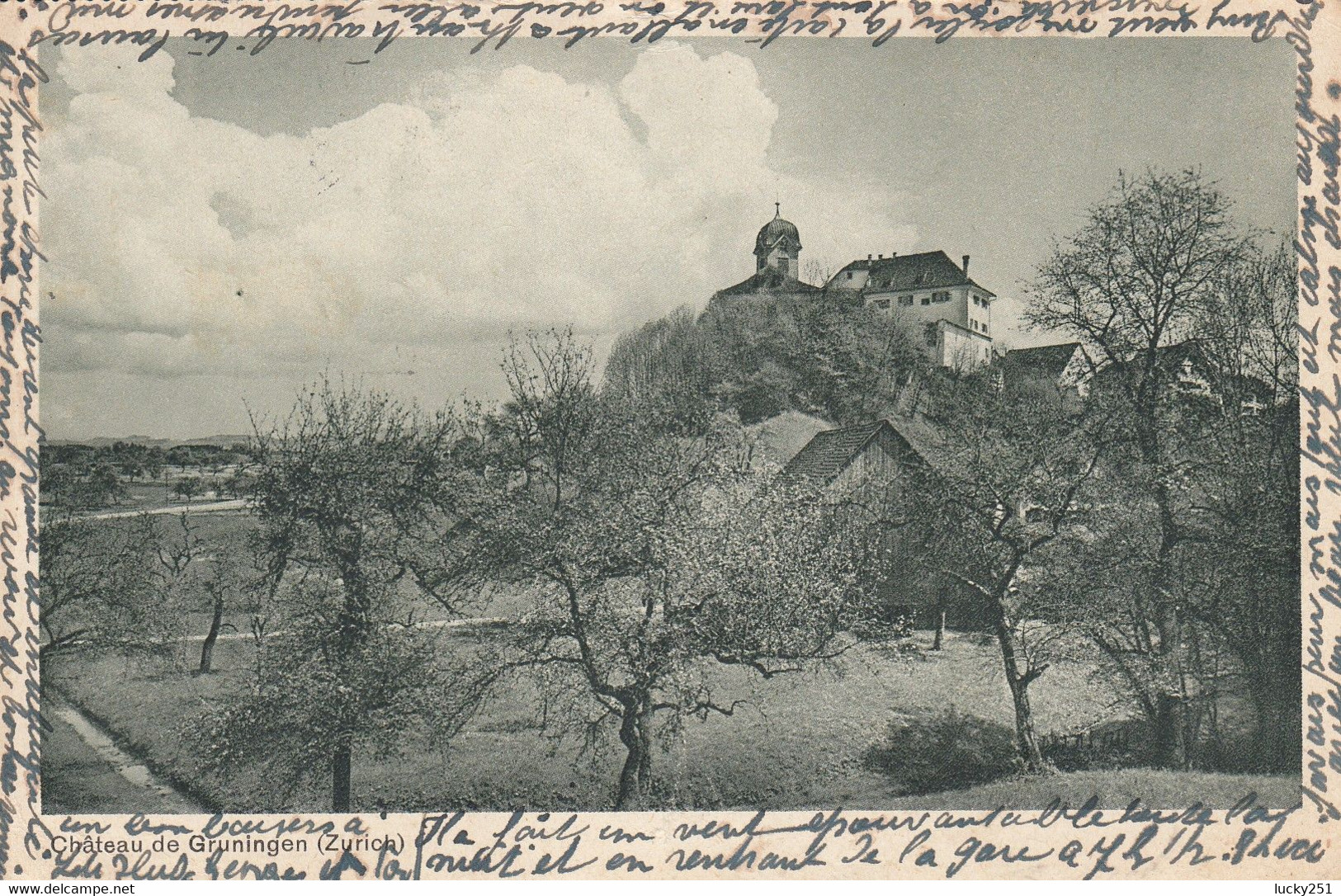 Suisse - Châteaux - Gruningen - Le Château  - Circulée 15/06/1931 - Au