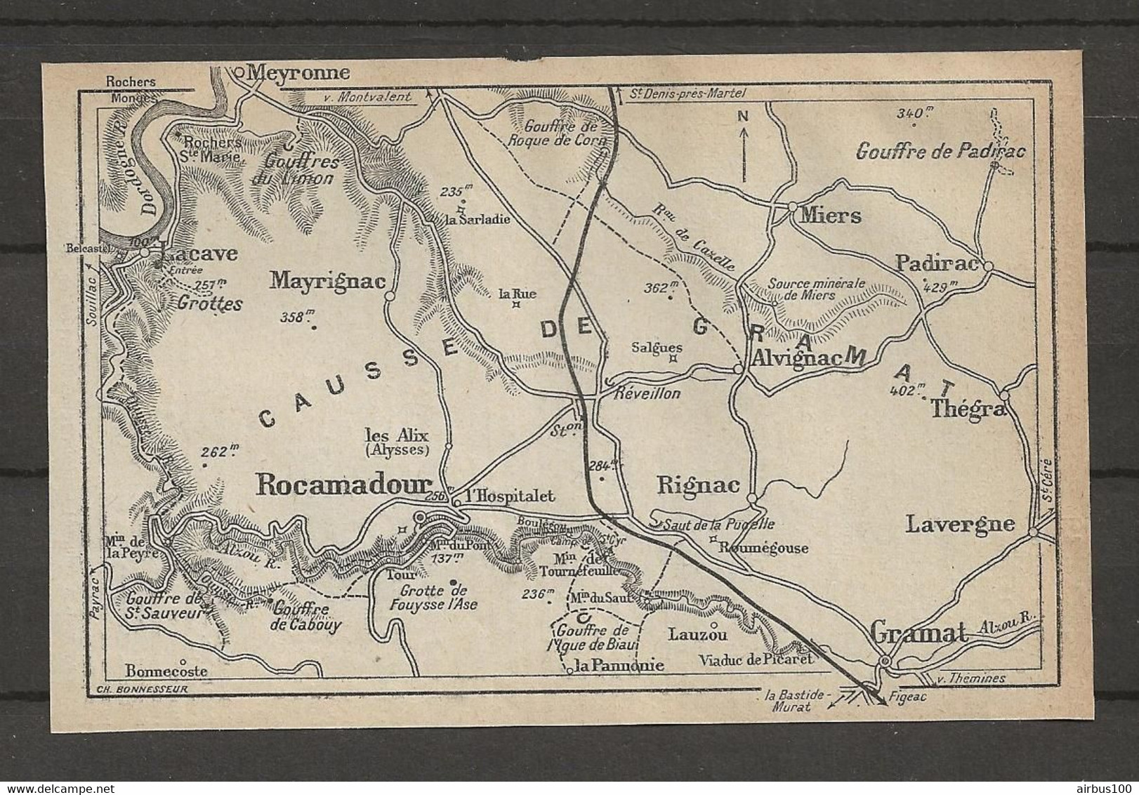 CARTE PLAN 1914 - CAUSSE De GRAMAT - MAYRIGNAC ALVIGNAC RIGNAC LAVERGNE MIERS GOUFFRE De CABOUY De PADIRAC - Carte Topografiche