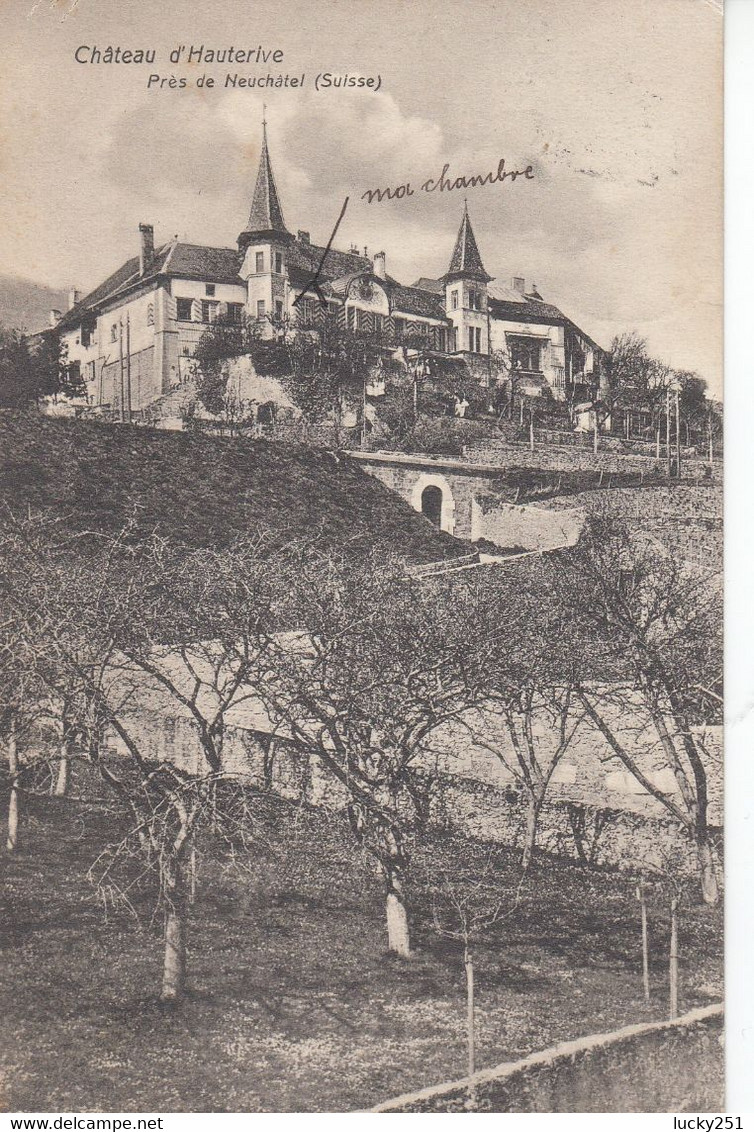 Suisse - Châteaux - Hauterive - Le Château  - Circulée 14/05/1910 - Hauterive