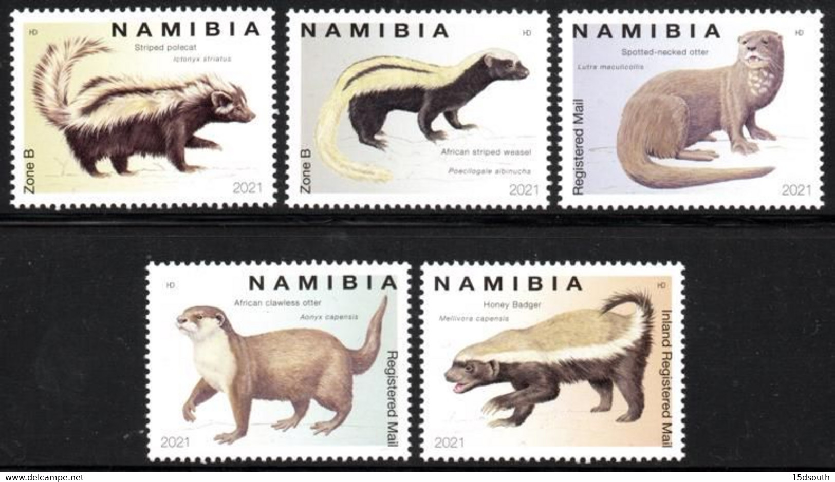 Namibia - 2021 Mustelids Badger Otter Weasel Polecat Set (**) - Autres & Non Classés
