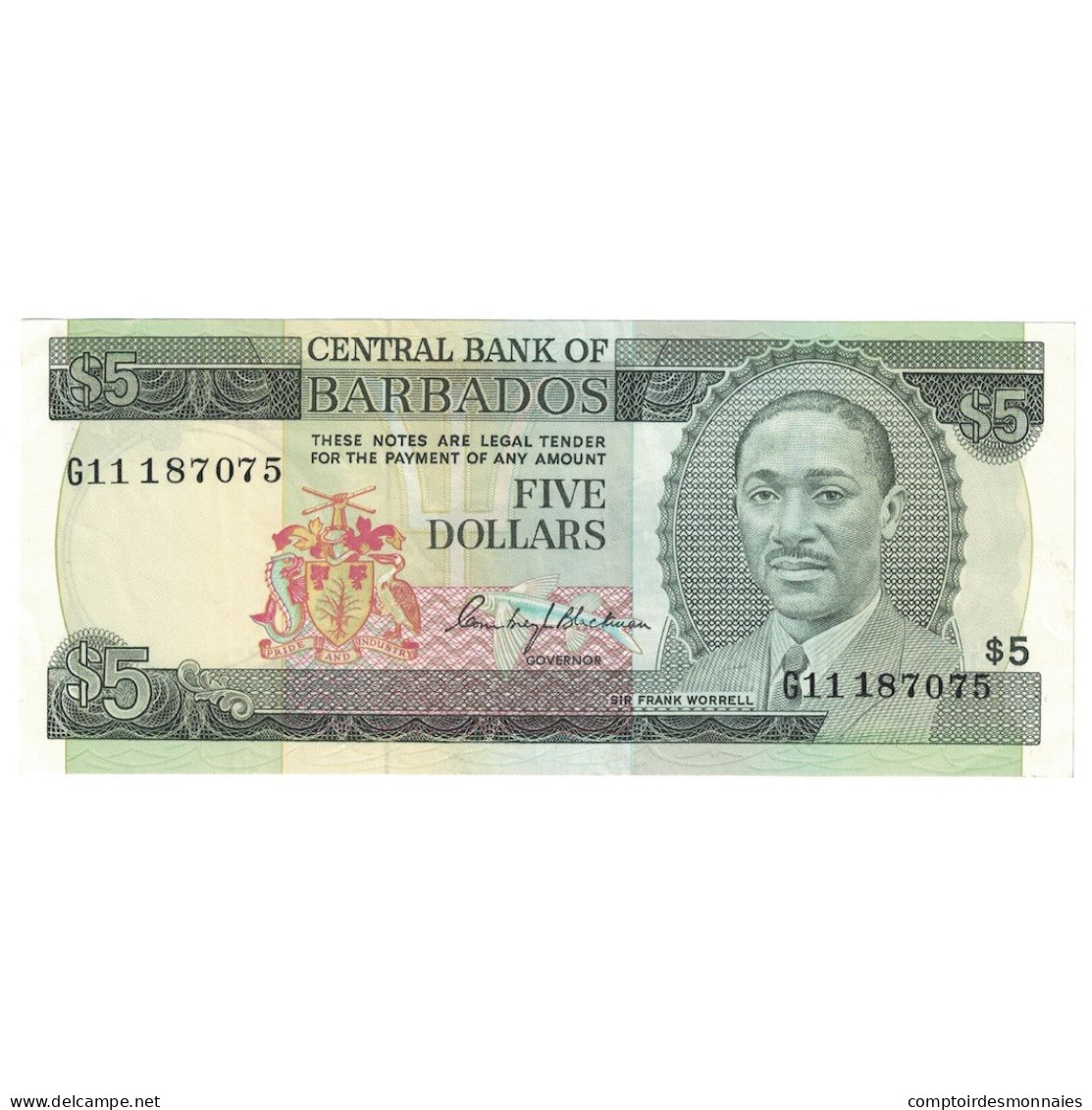 Billet, Barbados, 5 Dollars, Undated (1986), KM:37, SUP - Barbades