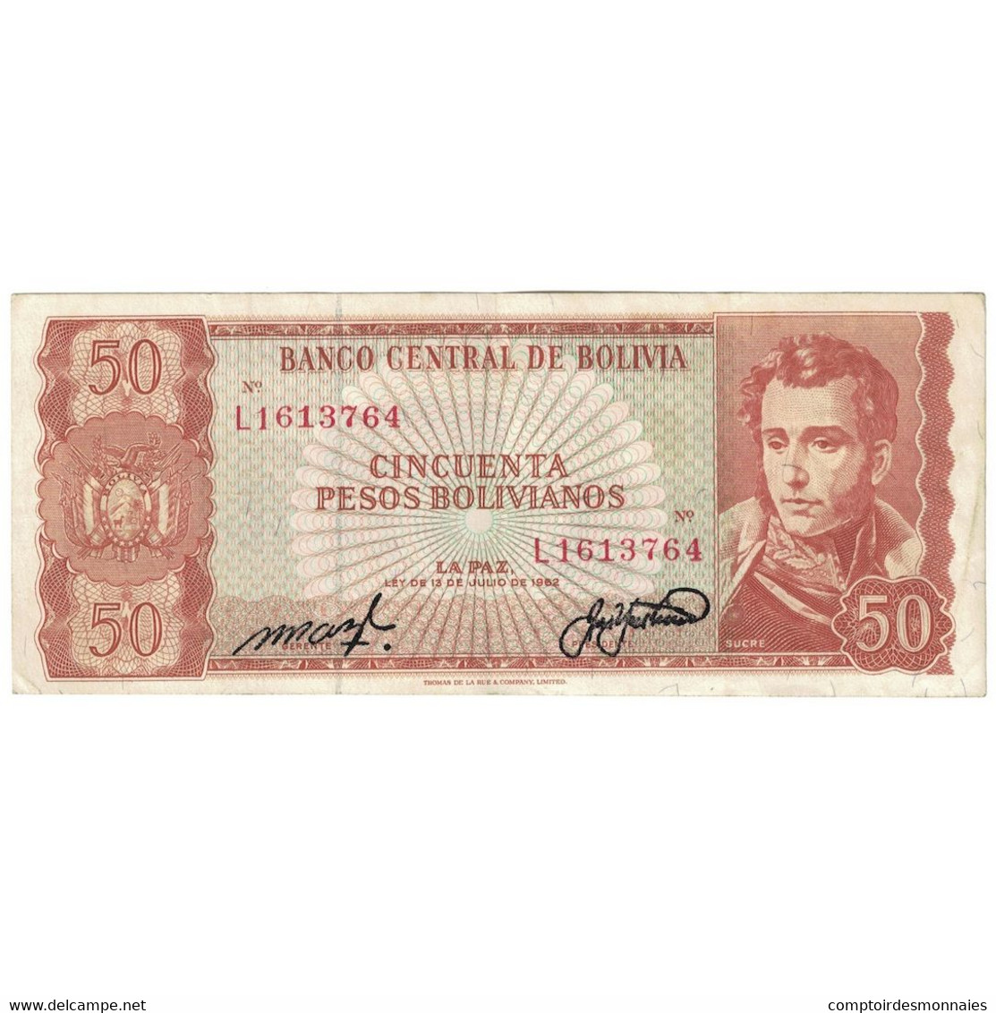 Billet, Bolivie, 50 Pesos Bolivianos, 1962, 1962-07-13, KM:162a, B+ - Bolivie