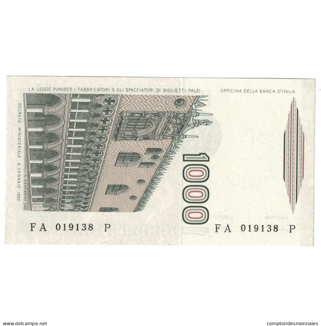 Billet, Italie, 1000 Lire, 1982, 1982-06-08, KM:109a, NEUF - 1000 Liras