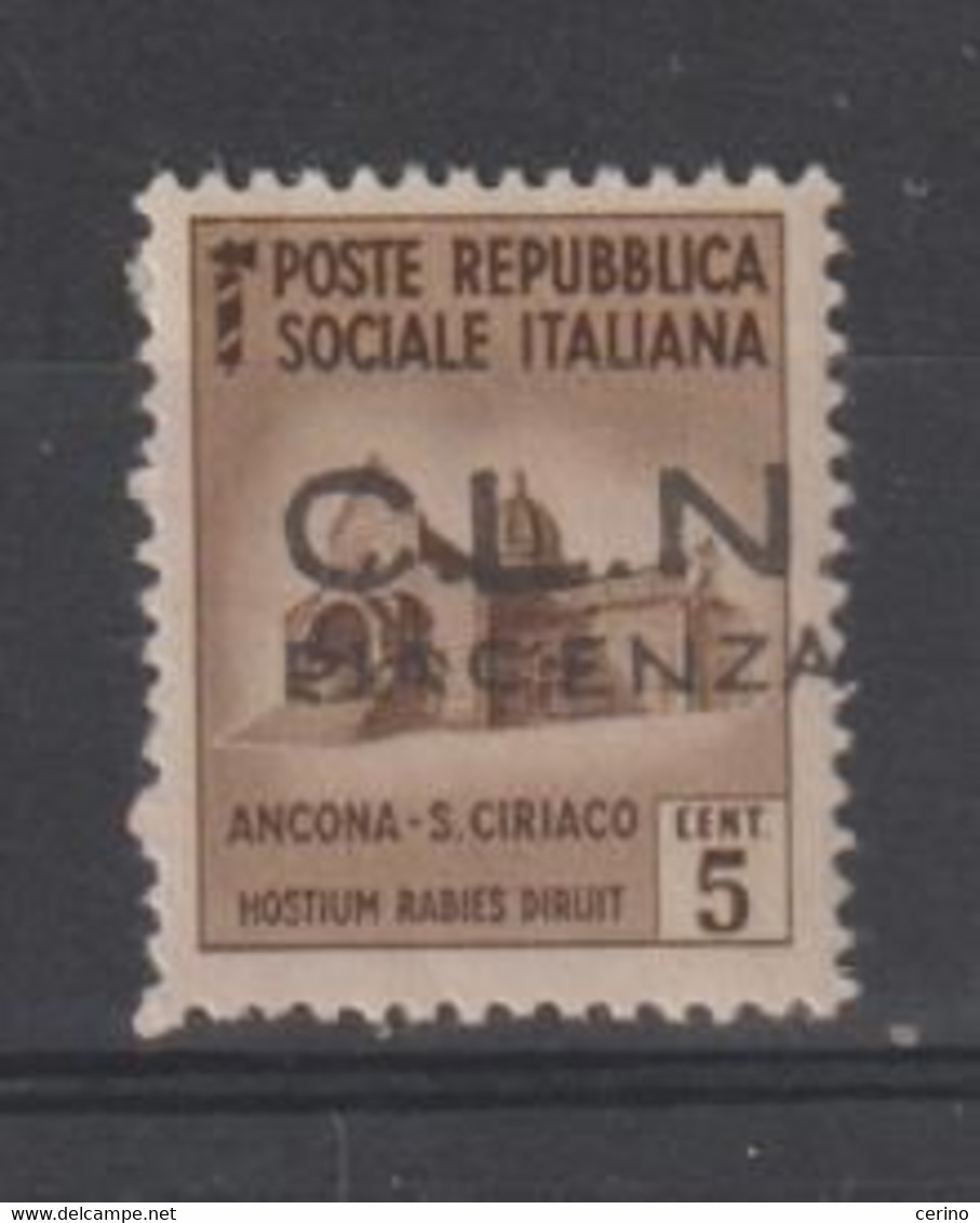 R.S.I. - C.L.N. PIACENZA:  1945  SOPRASTAMPA  NON  UFFICIALE  -  5 C. SEPPIA  N. - Comitato Di Liberazione Nazionale (CLN)