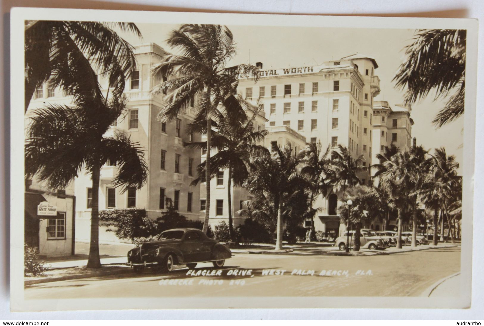 CPA Qualité Photo 1939 West Palm Beach Flagler Drive Photographe Gerecke Hotel Royal Worth Louise Gray Knit Shop - West Palm Beach