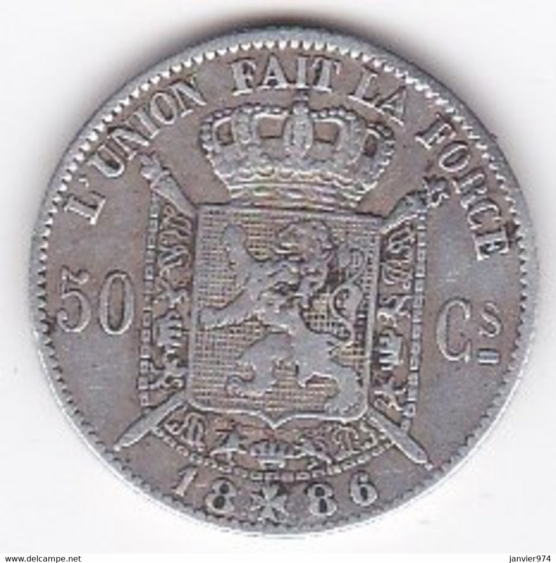 Belgique. 50 Centimes 1886. Leopold II, Légende Française . En Argent . - 50 Centimes