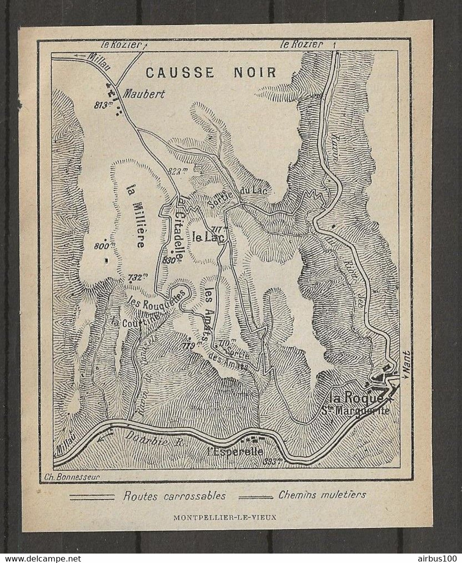 CARTE PLAN 1914 - MONTPELLIER Le VIEUX - CAUSSE NOIRES - CHEMINS MULETIERS - MAUBERT - L'ESPERELLE - - Cartes Topographiques