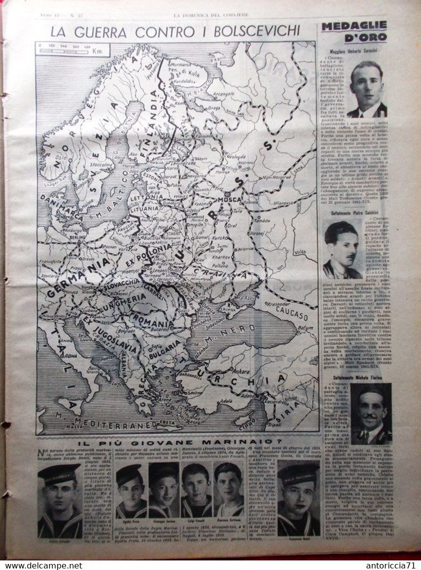 La Domenica Del Corriere 6 Luglio 1941 WW2 Tobruk Avanzata Russia Ciclismo Sauli - Guerra 1939-45
