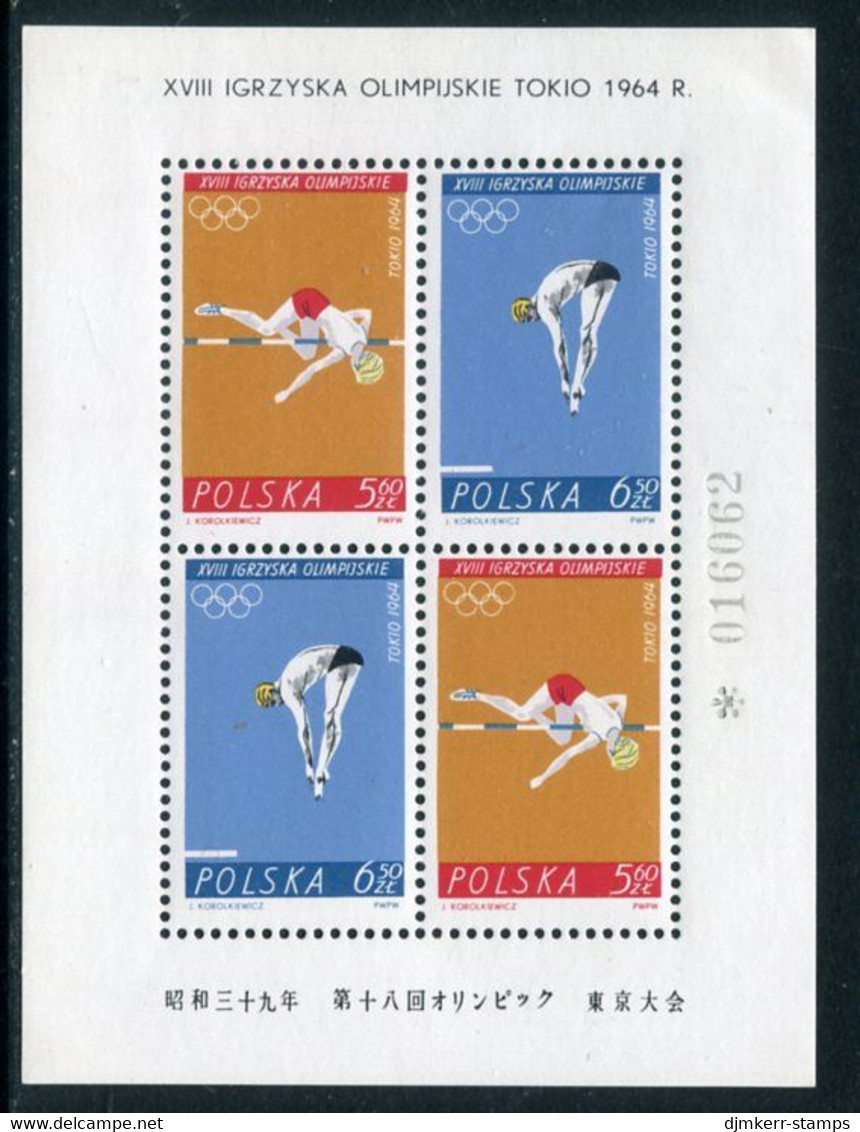 POLAND 1964 Olympic Games, Tokyo Block MNH / **.  Michel Block 34 - Blocs & Hojas