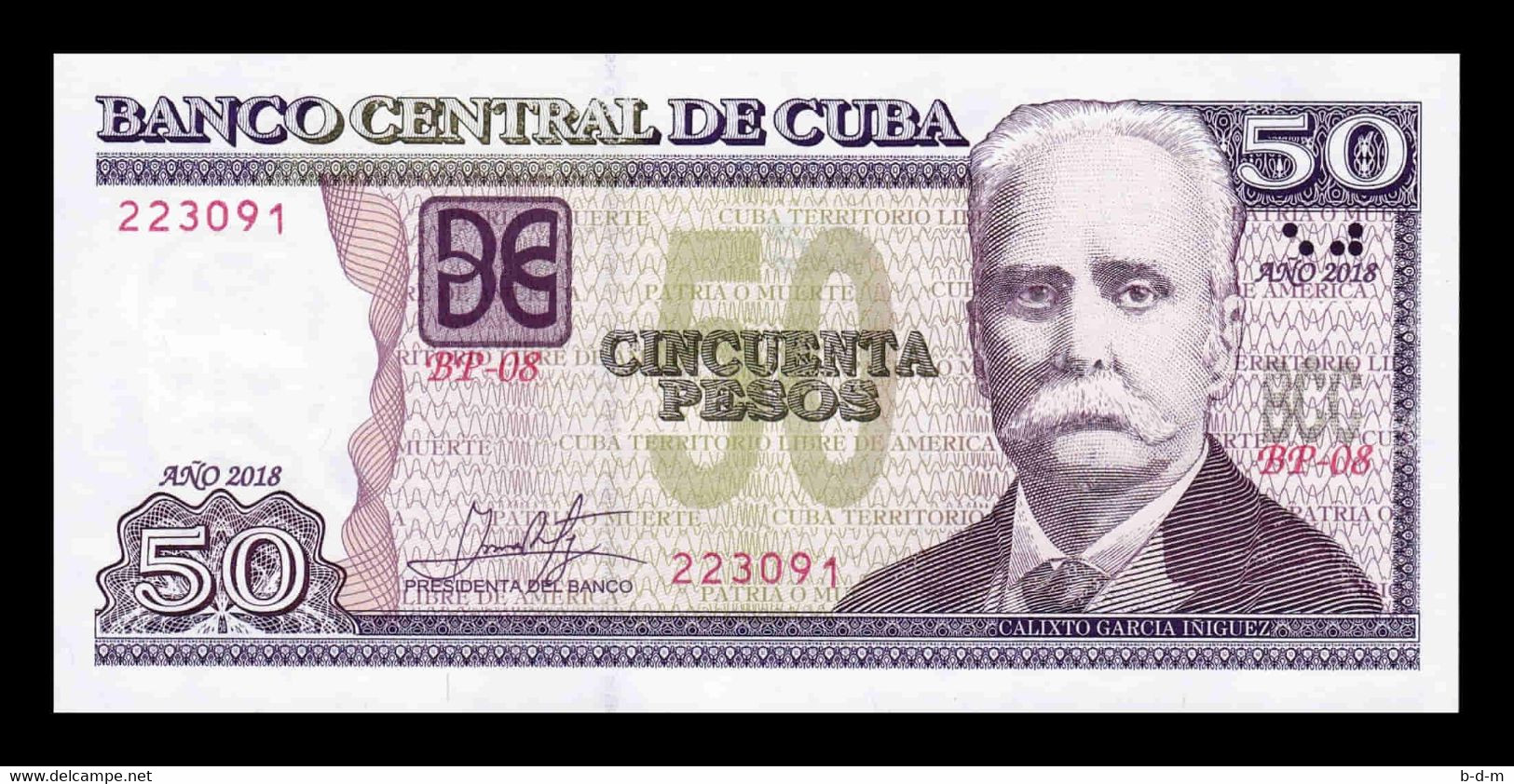 Cuba 50 Pesos Calixto García Iñiguez 2018 Pick 123L Nuevo SC UNC - Cuba