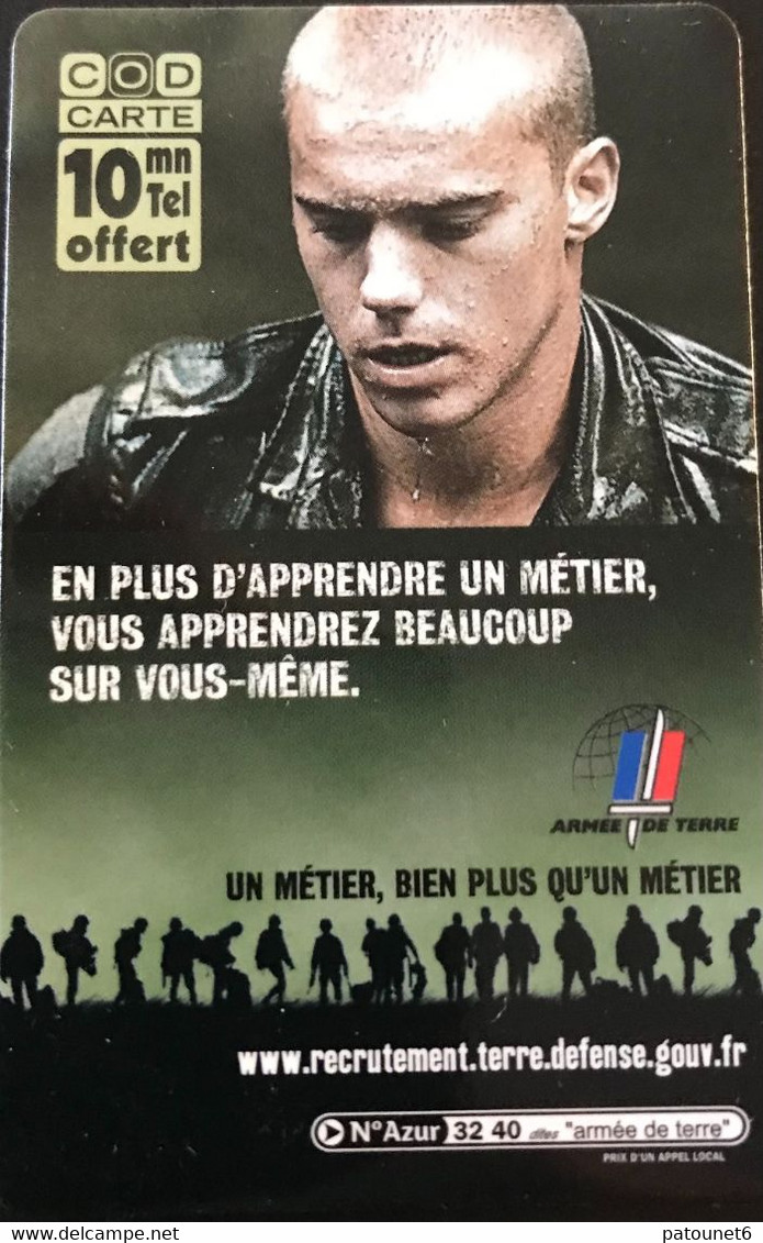 FRANCE  -  ARMEE  -  COD Carte - France Telecom  -  SAINT-ETIENNE - 10 Mn Offert -  Cartes à Usage Militaire