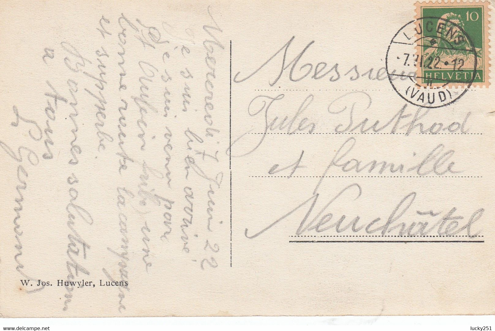 Suisse - Châteaux - Lucens - Le Château - Circulée 07/06/1922 - Au