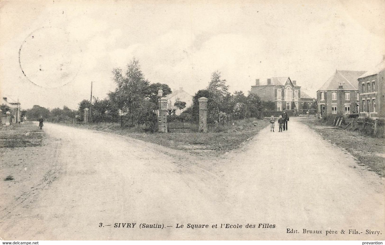 SIVRY (Sautin) - Le Square Et L'Ecole Des Filles - Carte Circulé En 1909 - Sivry-Rance