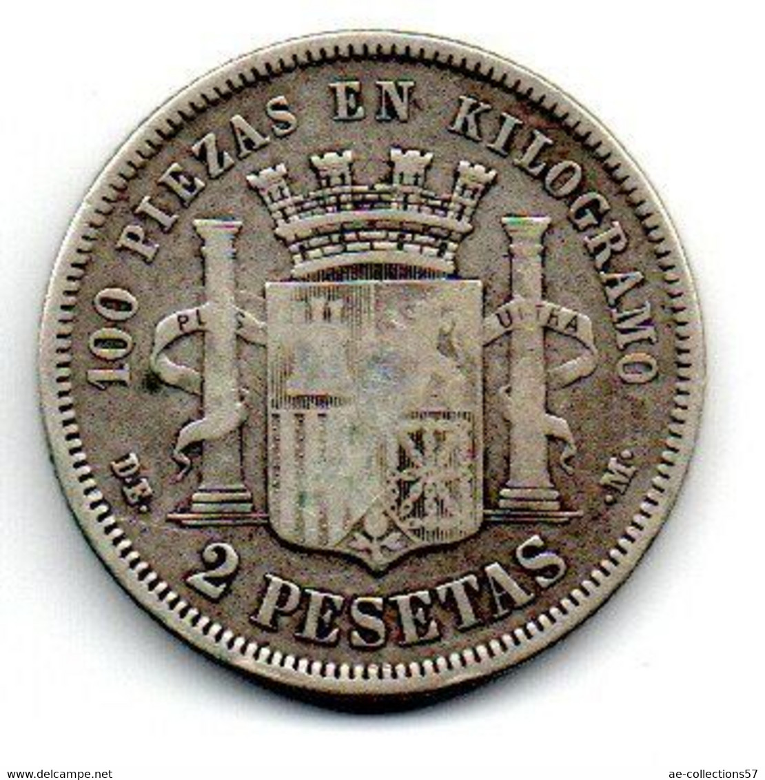 Espagne   -  2 Pesetas 1870 (73)  -  état  TB+ - Eerste Muntslagen