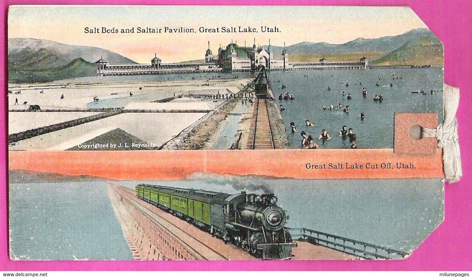 USA Salt Beds And Saltair Pavilion Great Salt Lake Cut Off Utah With A Little Bag Of Salt & Card Such As A Baggage Tag - Salt Lake City