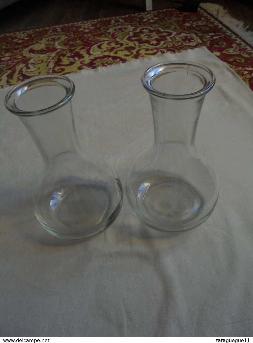 Ancien - Lot De 2 Carafes à Vin/eau/liquide En Verre (Bistrot/restauration) - Carafes