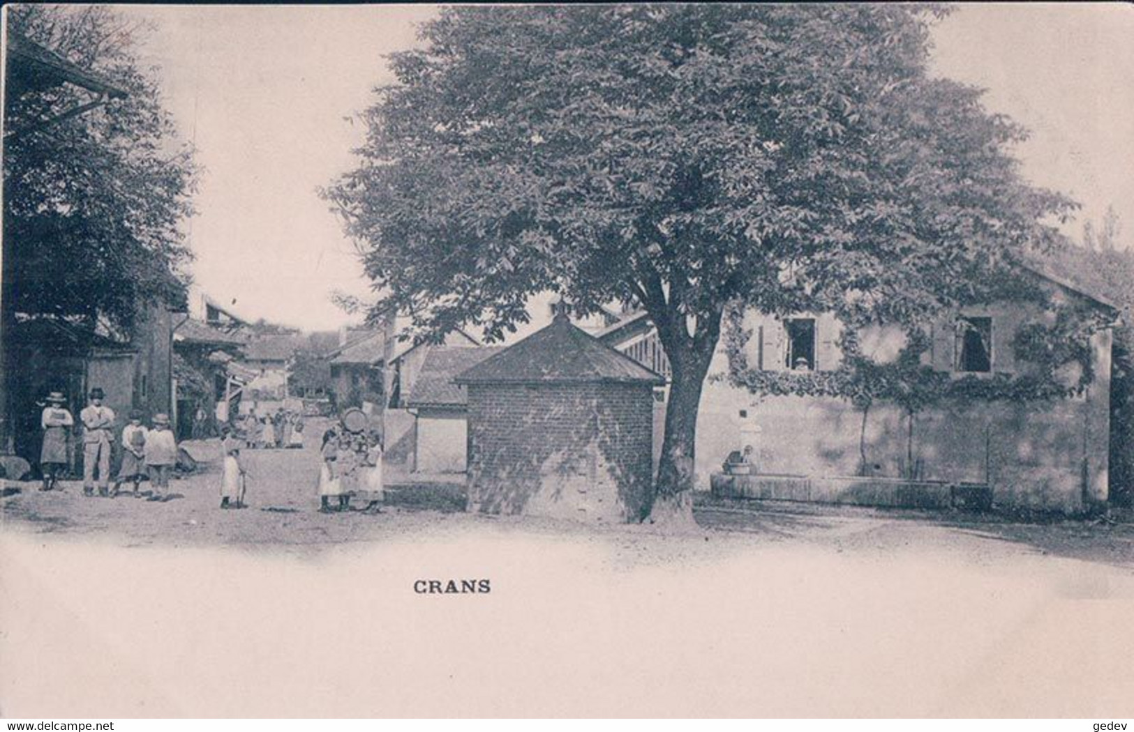 Crans VD, Rue Animée Et Fontaine (1018) - Crans