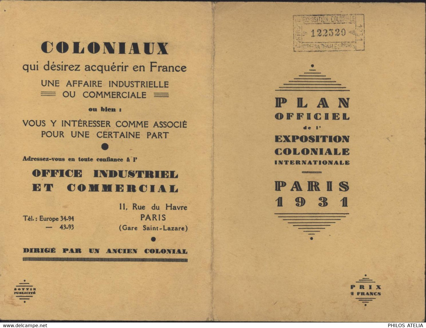 Plan Officiel De L'exposition Coloniale Internationale Paris 1931 Publicité Cida Chocolat Au Lait + Byrrh Vin Quinquina - Europa