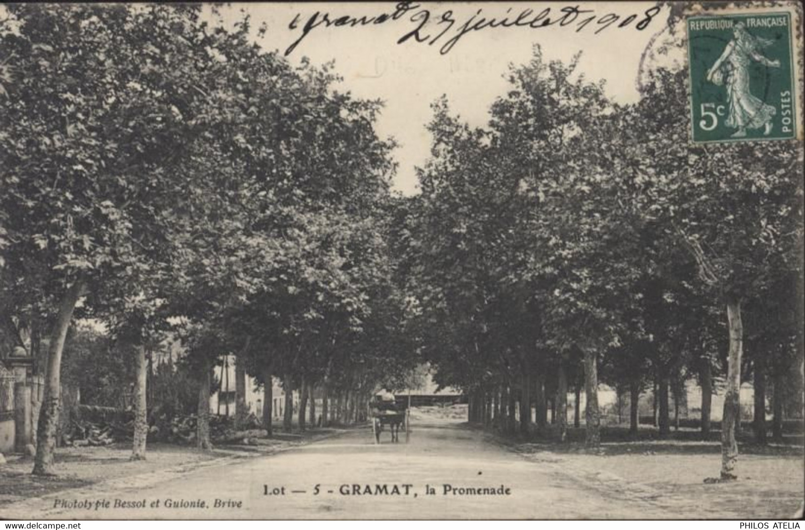 CPA CP Gramat La Promenade Lot 46 Voyagée 1908 - Gramat
