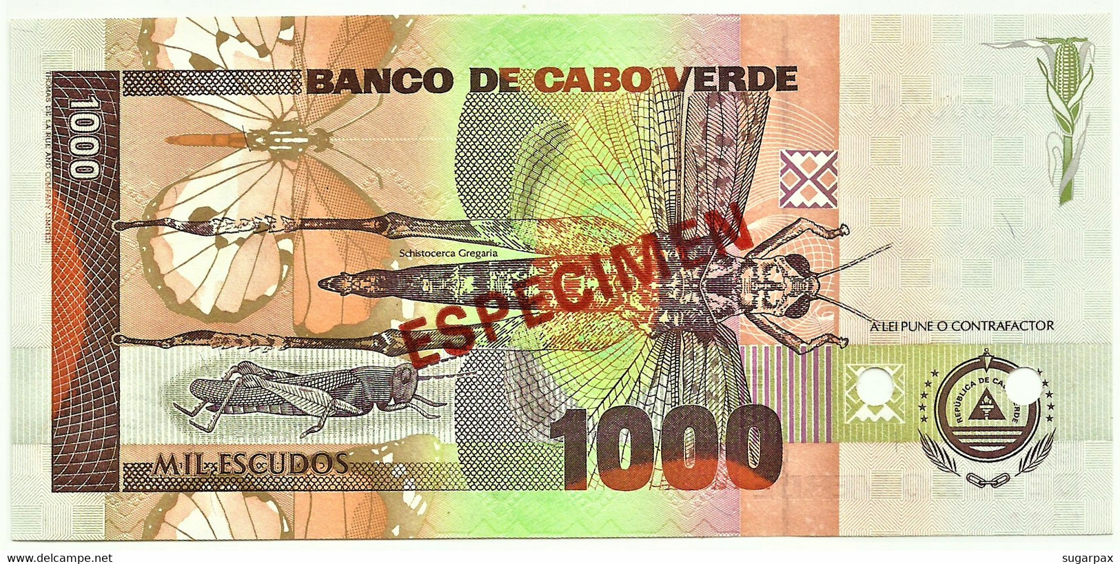 CAPE VERDE - 1000 ESCUDOS - 01.07.2002 - Pick 65.s2 - Unc. - ESPÉCIMEN In RED - 1 000 - Cape Verde