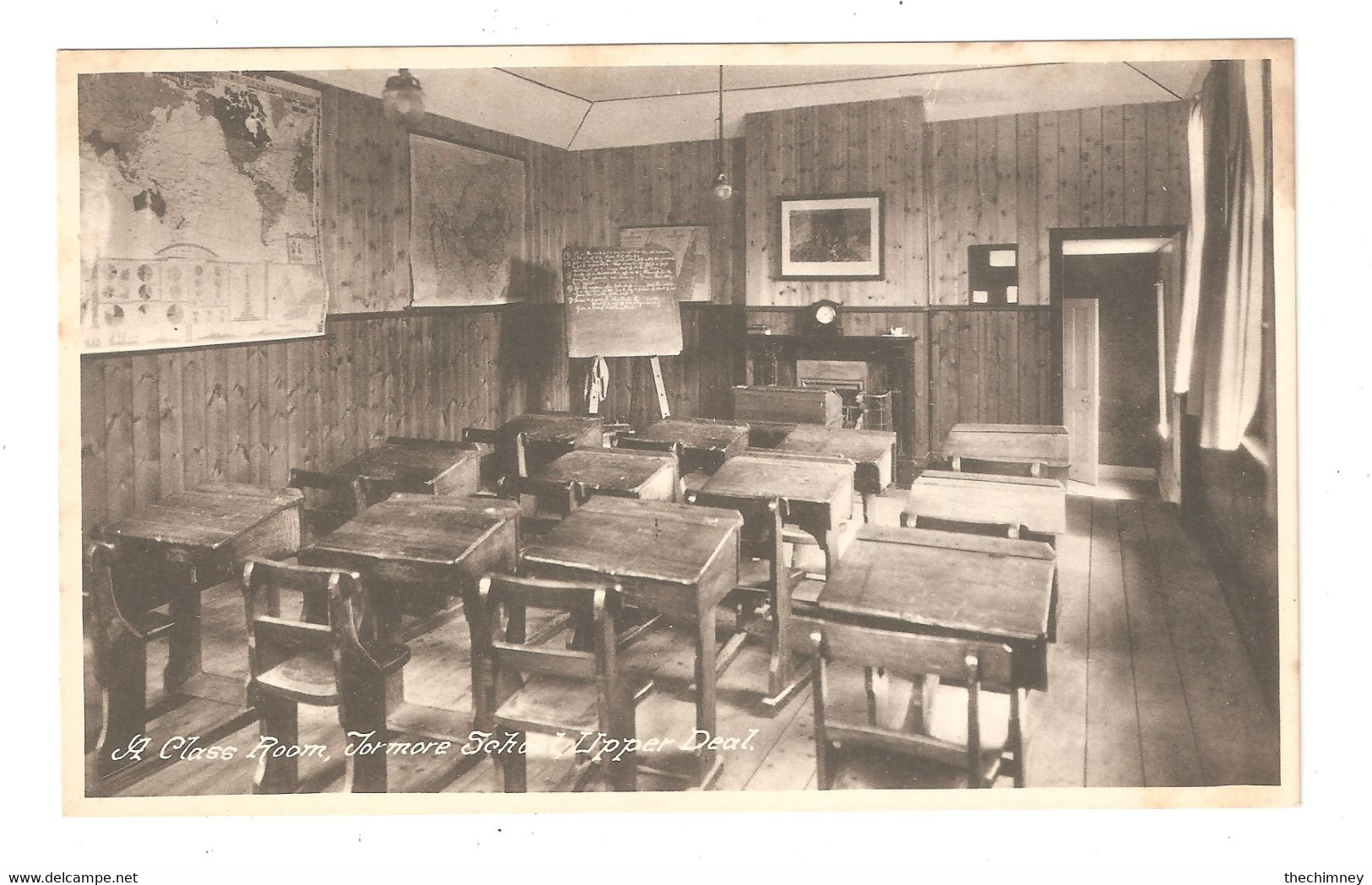 Map On The Left Wall A CLASS ROOM TORMORE SCHOOL UPPER DEAL WALMER KENT UNUSED MARSHALL KEENE & CO - Cartes Géographiques