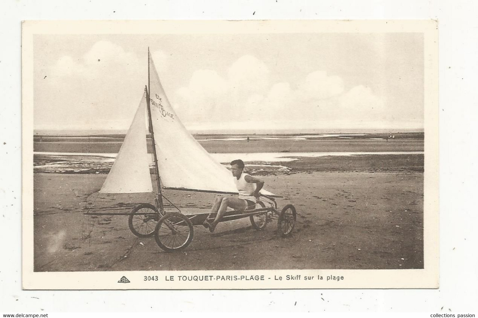 Cp, Sports , Le SKIFF Sur La Plage ,char à Voile , 62 , LE TOUQUET-PARIS-PLAGE , Vierge - Zeilen