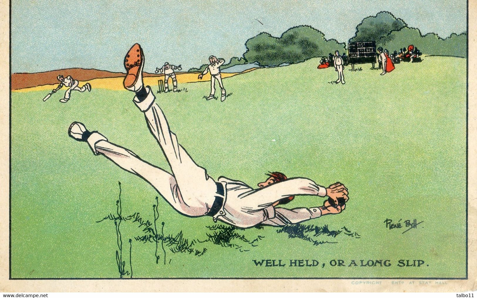 Illustrateur René Bull - Baseball - Well Held, Or A Long Slip - Baseball