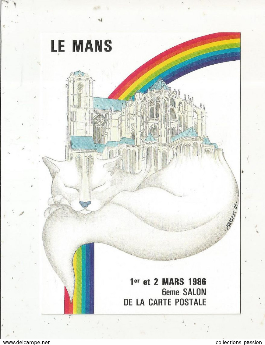 Cp, Bourses & Salons De Collections, 6 E Salon De La Carte Postale , 1986 , LE MANS , Illustrateur Y. Mauger - Beursen Voor Verzamellars