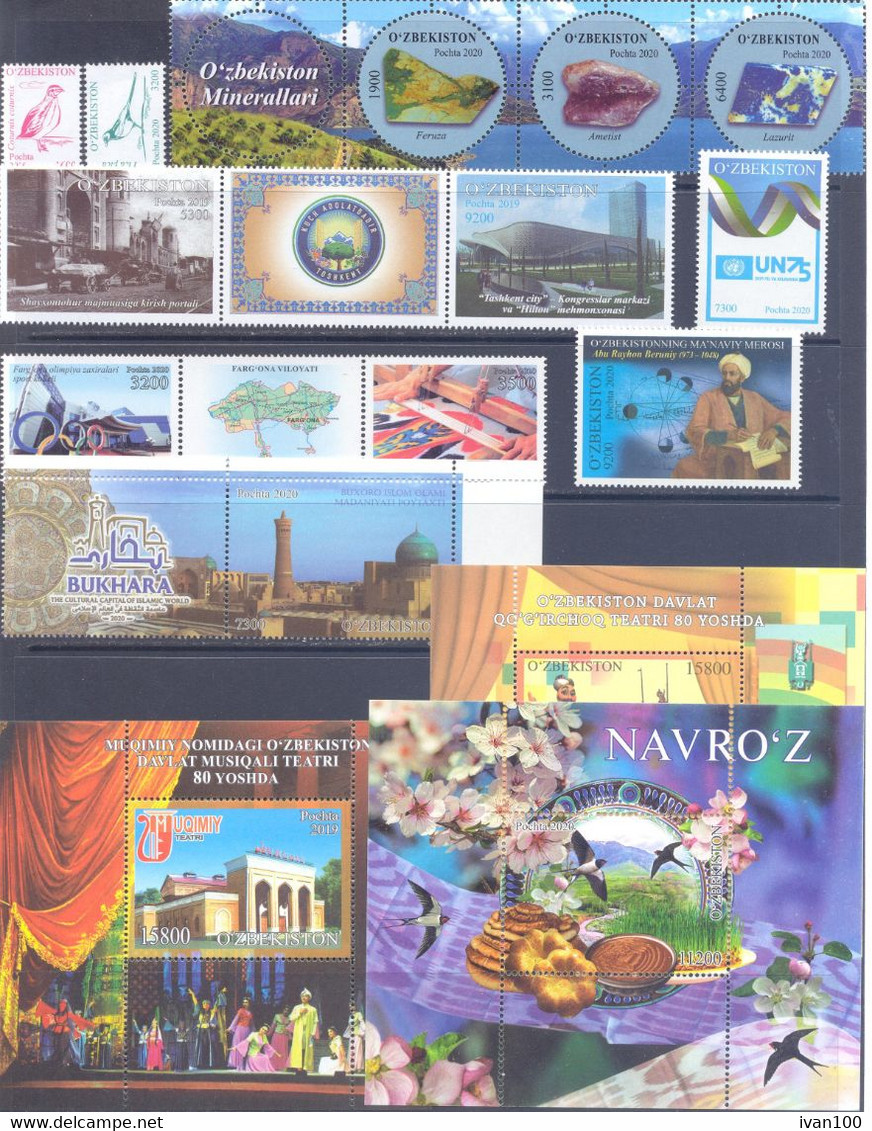 2020. Uzbekistan, Full Complete Year Set 2020, 12 Stamps + 8 S/s, Mint/** - Ouzbékistan