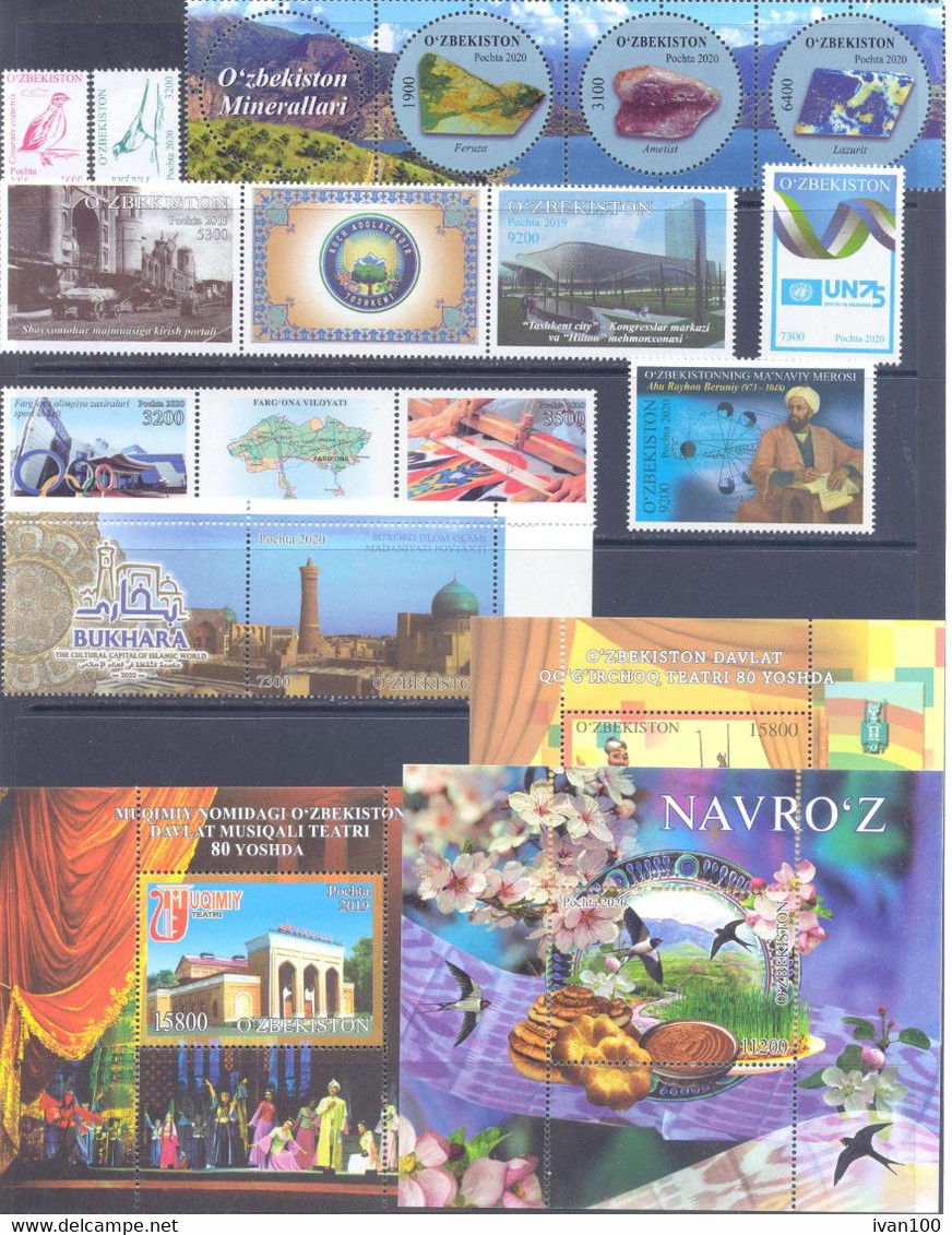 2020. Uzbekistan, Full Complete Year Set 2020, 12 Stamps + 8 S/s, Mint/** - Uzbekistan