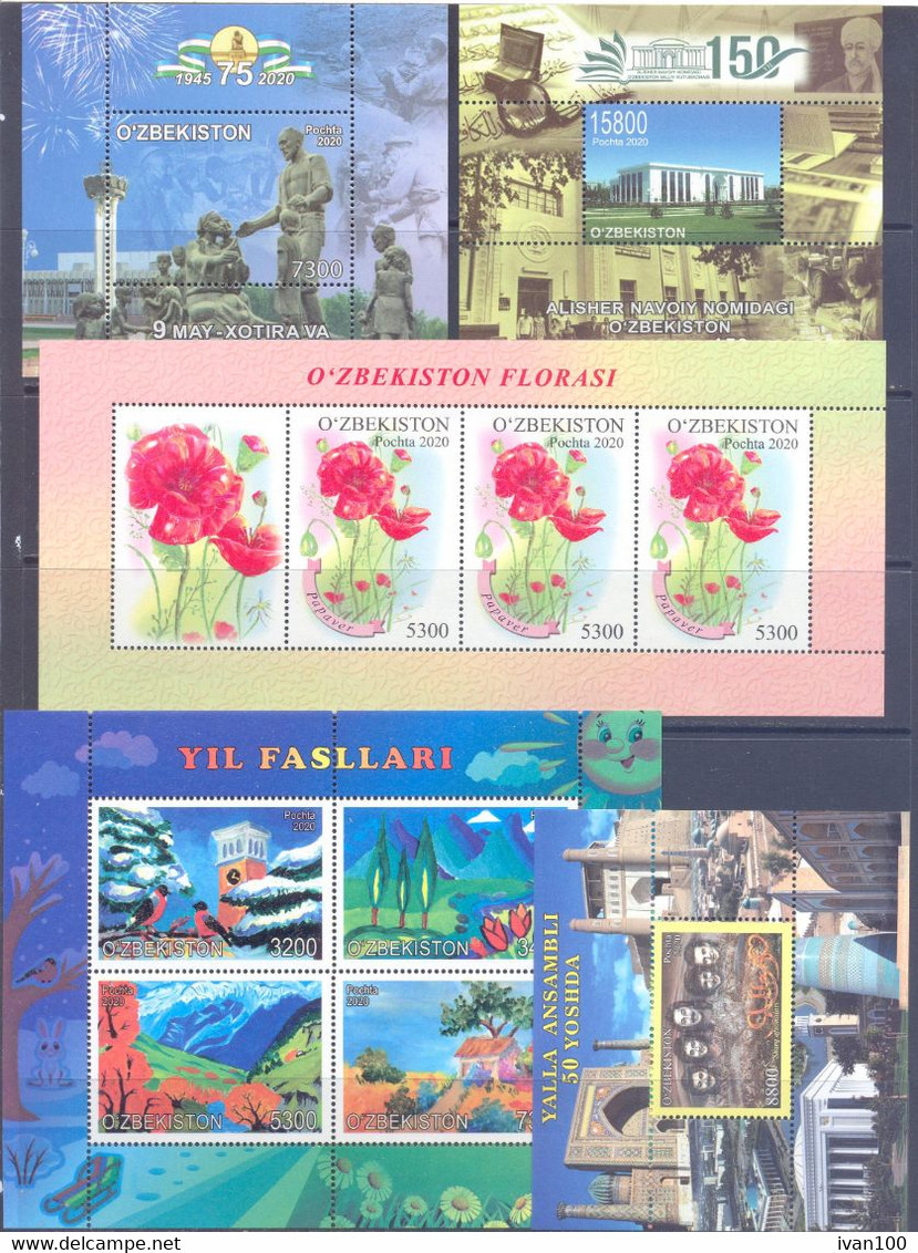 2020. Uzbekistan, Full Complete Year Set 2020, 12 Stamps + 8 S/s, Mint/** - Ouzbékistan