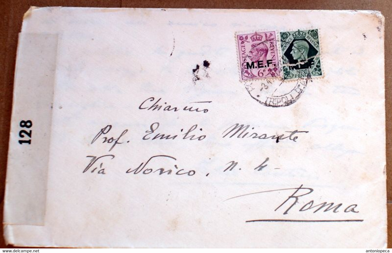 ITALIA COLONIE OCCUPAZIONE INGLESE,LETTERA  CON MEF 6 PENCE LILLA E 9 PENCE VERDE OLIVA - Britische Bes. MeF