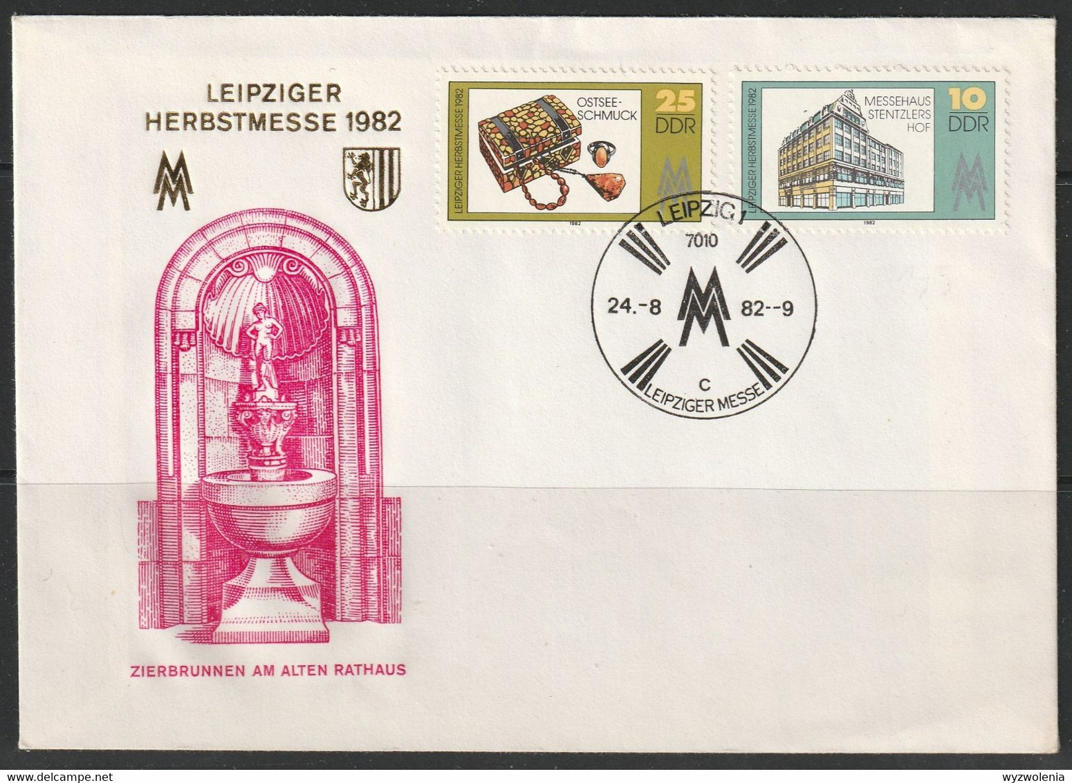 H 666) DDR 1982 Mi# 2733-2734 Bernstein: FDC Leipzig Messe; Umschlag Zierbrunnen - Briefe U. Dokumente