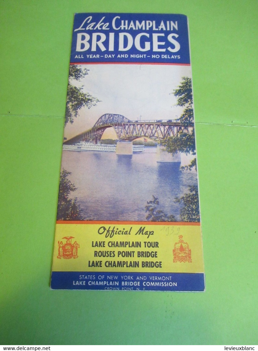 USA - CANADA/ An Historical Map Of The LAKE CHAMPLAIN TOUR Along The Warpath Of The Nations// 1939     DT 117 - Roadmaps