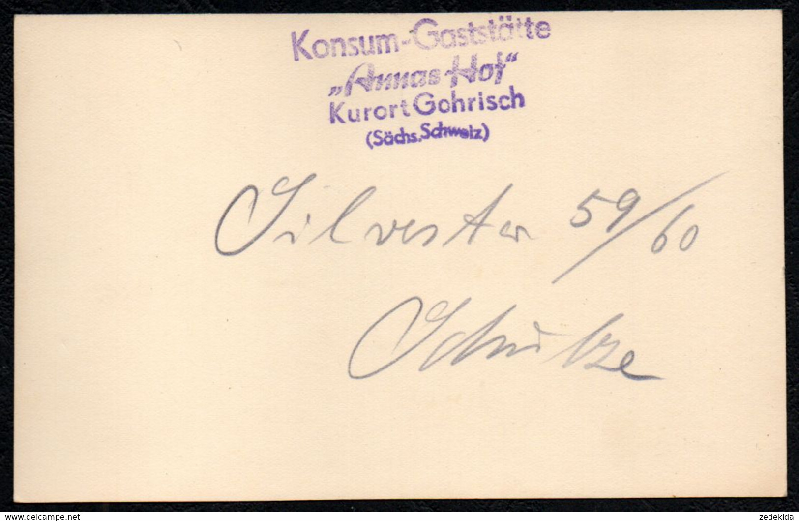 F4294 - Gohrisch Hotel Annas Hof Innenansicht - Konsum Gaststätte Silvester 59/60 - Gohrisch