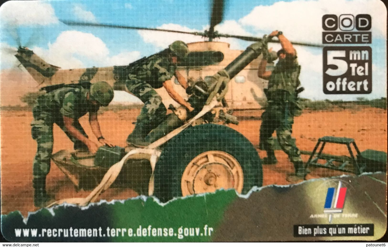 FRANCE  -  ARMEE  - COD Carte  -  Ville D'AJACCIO  -  5 Mn Tel Offert -  Schede Ad Uso Militare