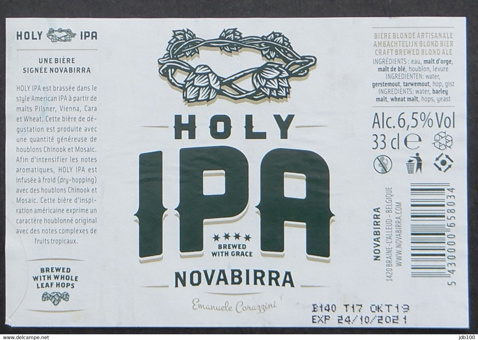 Etiketten 3p6 Holy IPA Brewery Novabirra - Beer