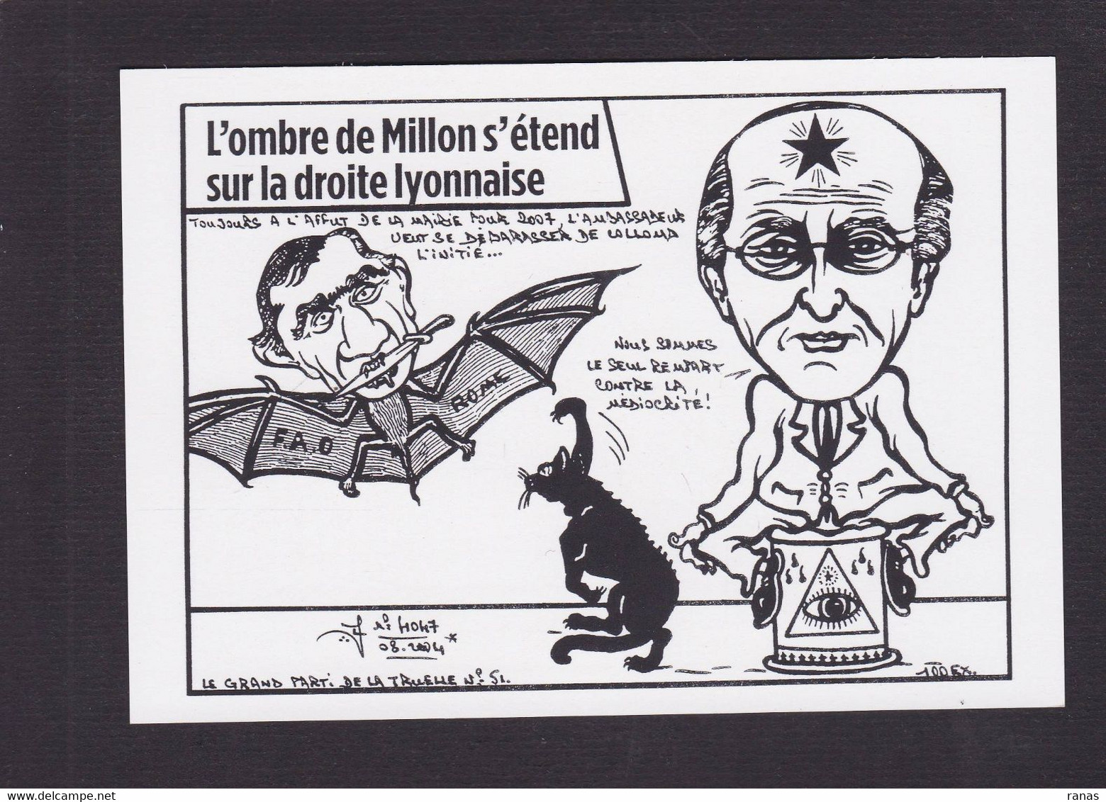 CPM Belley Tirage 100 Exemplaires Numérotés Signé Par JIHEL Satirique Millon Collomb Maçonnique Chauve Souris - Belley