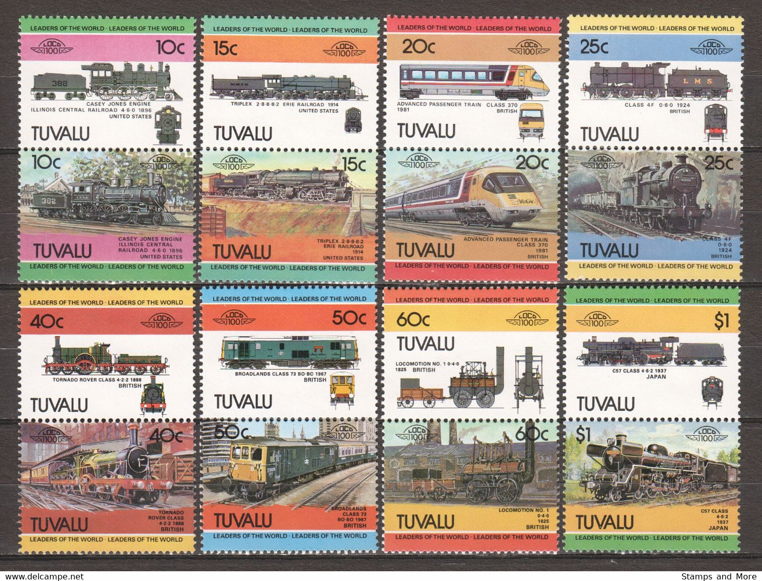 Tuvalu 1984 Mi 228-243 MNH TRAINS - Treni