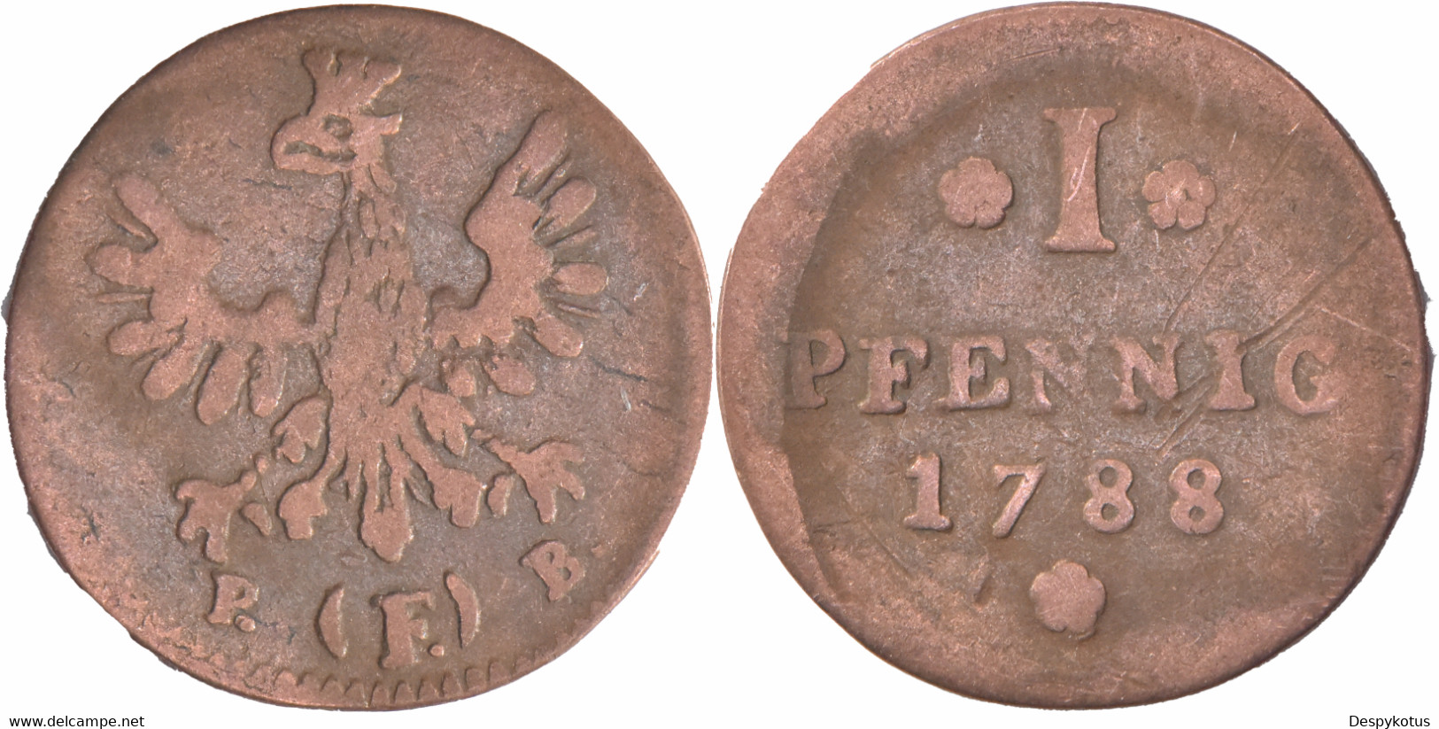 Allemagne - Ville Libre Impériale De Francfort - 1788 - 1 Pfennig - P (F) B - Rare - H098 - Pièces De Monnaie D'or