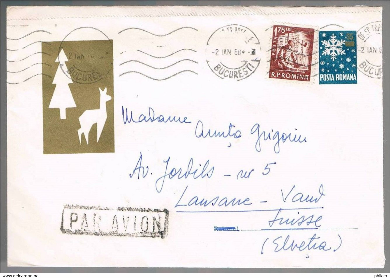 Romania, 1968,  For Lausanne - Storia Postale