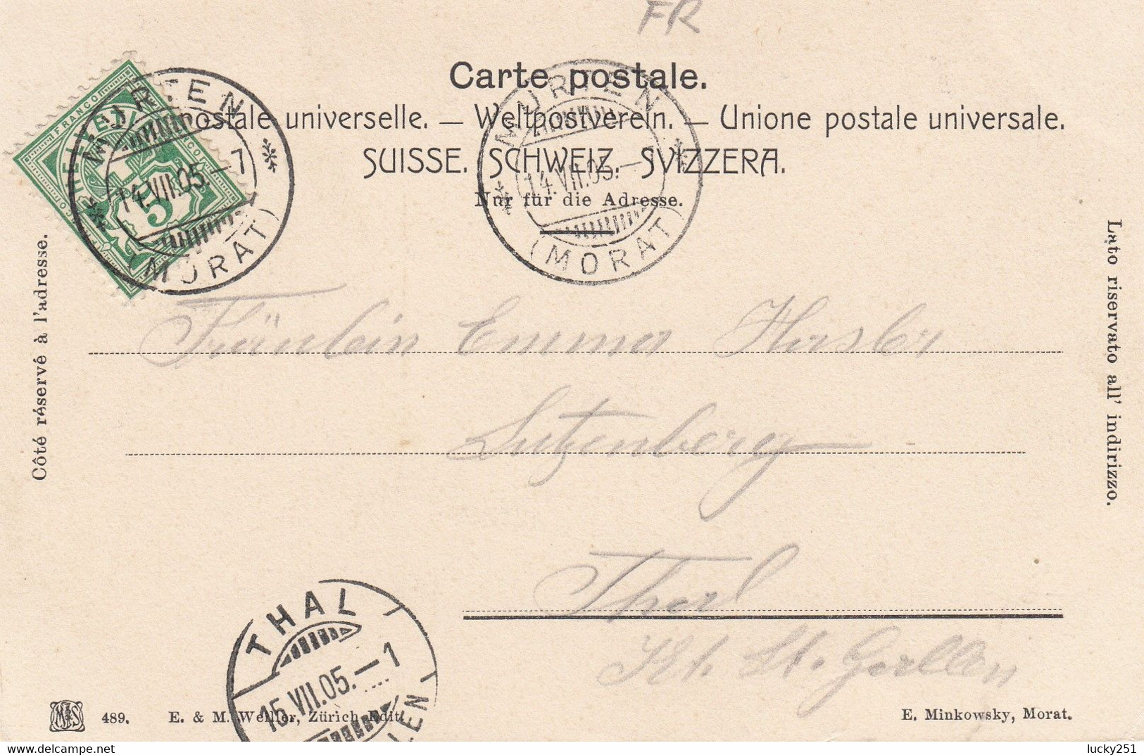 Suisse - Châteaux - Morat-Murten - Le Château - Circulée 14/07/1905 - Murten