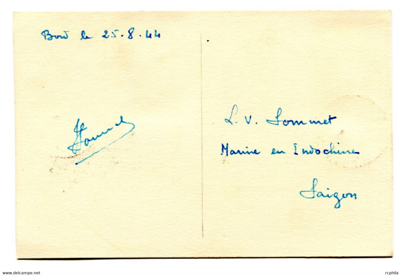 RC 21507 INDOCHINE 1944 AMIRAL CHARNER SUR CARTE MAXIMUM DE L'AVISO - MARINE FRANÇAISE. PAS COURANT - Briefe U. Dokumente