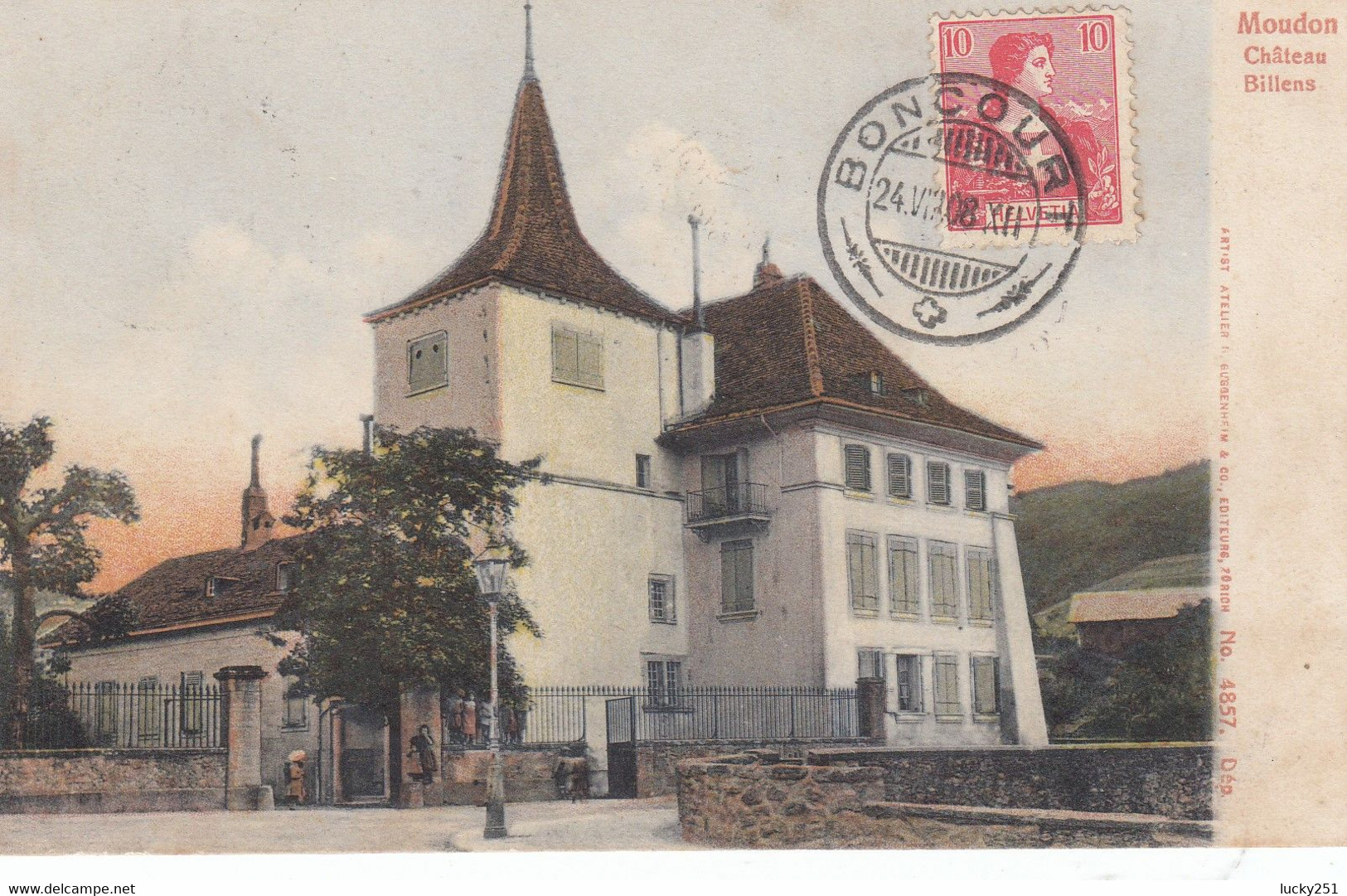 Suisse - Châteaux - Moudon - Le Château - Circulée 24/08/1908 - Au