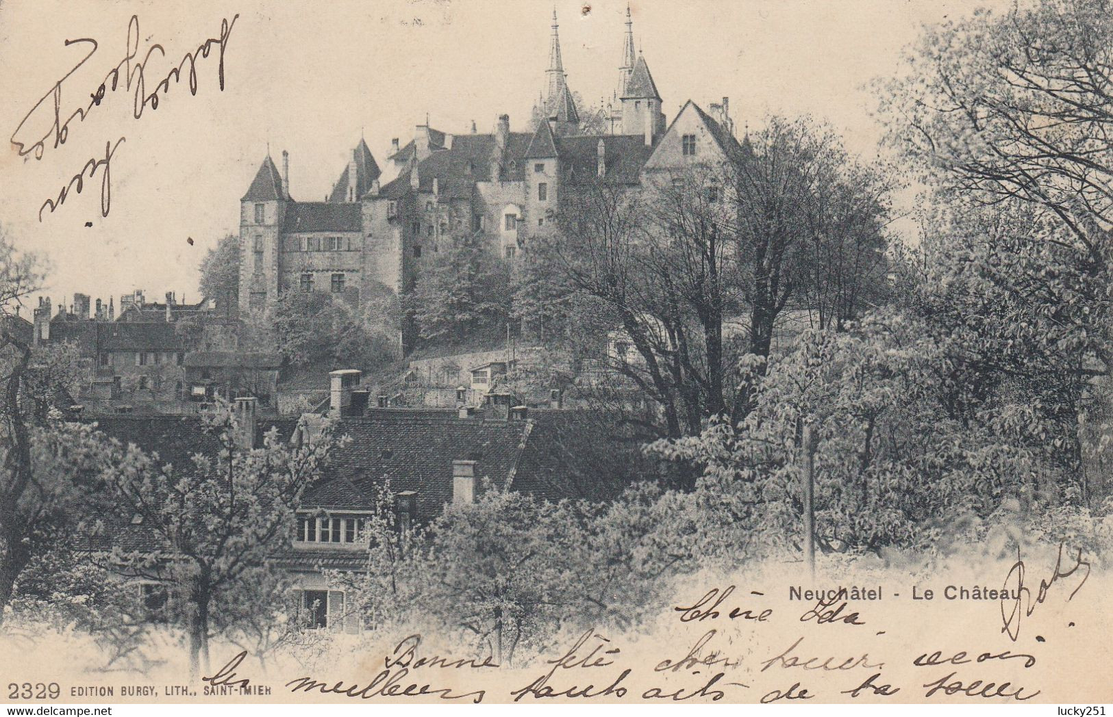 Suisse - Châteaux - Neuchâtel - Le Château - Circulée 20/03/1903 - Neuchâtel