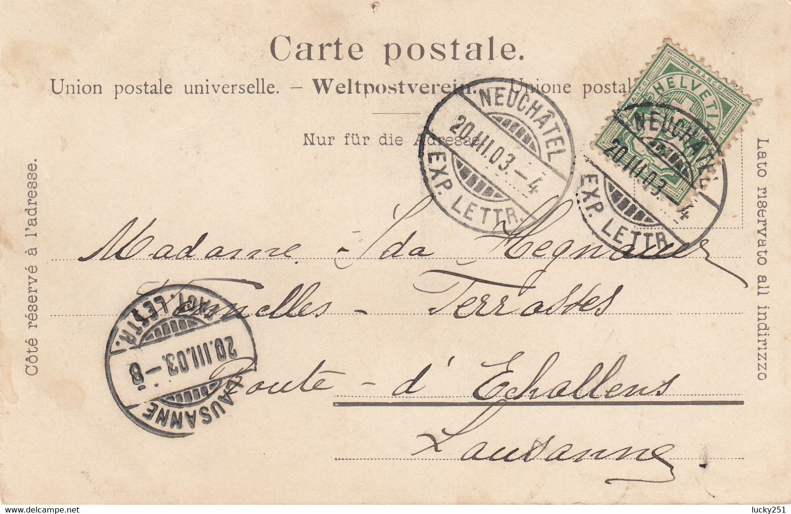 Suisse - Châteaux - Neuchâtel - Le Château - Circulée 20/03/1903 - Neuchâtel