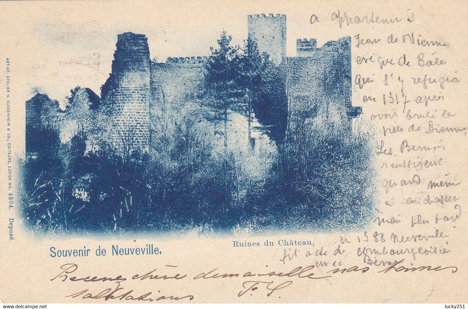 Suisse - Châteaux - Neuveville - Ruines Du Château - Circulée 19/07/1901 - La Neuveville