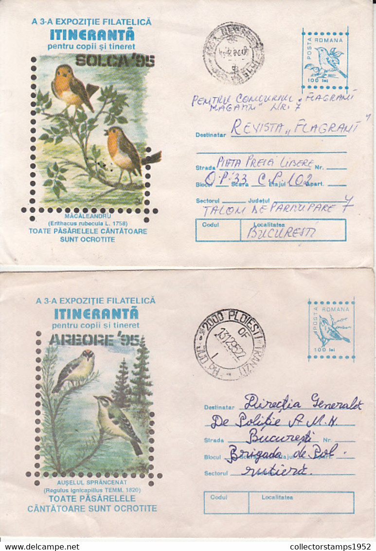 99156- SPARROWS, LITTLE BIRDS, ANIMALS, COVER STATIONERY, 5X, 1995-1996, ROMANIA - Passeri