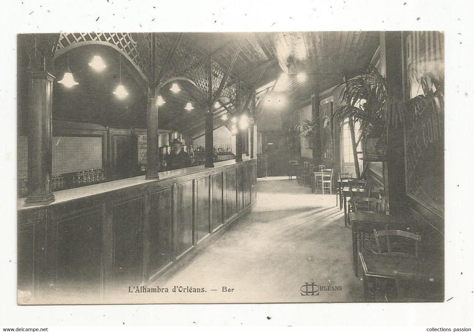 Cp , Commerce, Bar ,  L'ALHAMBRA D'ORLEANS, 45 , ORLEANS , Vierge , Ed. Lenormand - Cafés